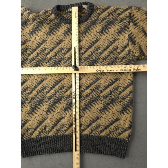 Vintage 90s J.T. Beckett Beige Wool Blend Crewneck Knit Sweater Men's L - Picture 7 of 9